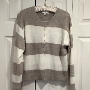 Ivory and taupe striped sweater size M